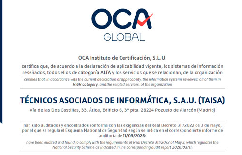 Certificado de Conformidad con el ENS